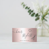 Roos gouden schaar met moderne haarstylle visitekaartje (Staand voorkant)