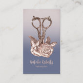 Roos gouden schaar Paarse haar stylist salon Visitekaartje (Voorkant)