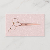 Roos Gouden Schaar Roze Glitter Haar Stylist Salon Visitekaartje (Voorkant)