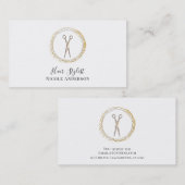 Roos gouden schaar Sparkle Circle Hair Stylist Visitekaartje (Voorkant / Achterkant)
