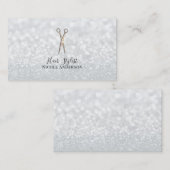 Roos gouden schaar wit glitter chique haar stylist visitekaartje (Voorkant / Achterkant)