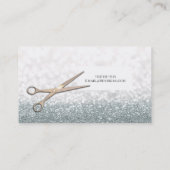 Roos gouden schaar wit glitter haar stylist visitekaartje (Achterkant)