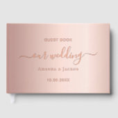 Roos gouden script bruiloft gastenboek (Voorkant)