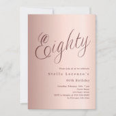 Roos gouden script eenvoudige 80e verjaardag kaart (Voorkant)