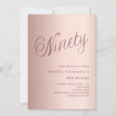 Roos gouden script eenvoudige 90ste verjaardag kaart (Voorkant)