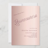 Roos gouden script elegant Quinceanera Kaart (Voorkant)