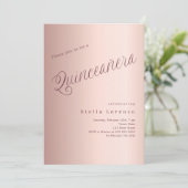 Roos gouden script elegant Quinceanera Kaart (Staand voorkant)