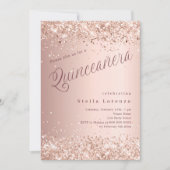 Roos gouden script elegant Quinceanera Kaart (Voorkant)