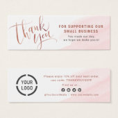 Roos gouden script en logo bedankt dat u hebt inge mini visitekaartjes (Voorkant /achterkant)