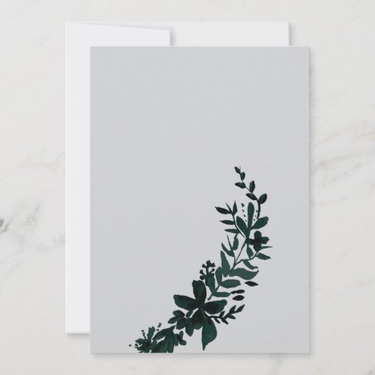Roos gouden script Floral green Grey bas mitzvah Kaart (Achterkant)