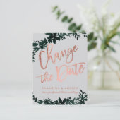 Roos gouden script Floral uitgesteld wijzigen van  Aankondigingskaart (Staand voorkant)