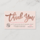 Roos gouden script foto logo roze orde dank u visitekaartje (Voorkant)