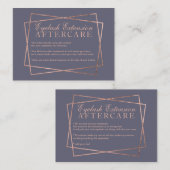 Roos gouden script grijs paarse wimpers visitekaartje (Voorkant / Achterkant)