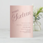 Roos gouden script luxe Sweet 16 Kaart (Staand voorkant)