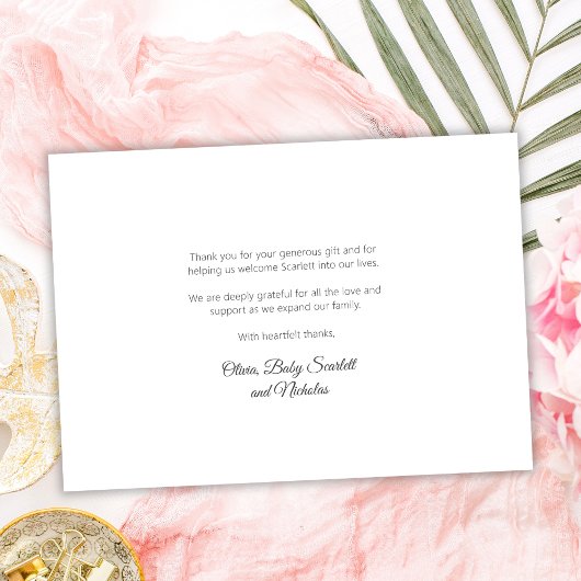 Roos gouden script pasgeboren 3 foto collage dank bedankkaart