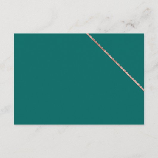 Roos gouden script streep groen bruiloft richting informatiekaartje (Achterkant)