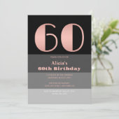 Roos Gouden Script Zwart Grijs Strepen 60e Verjaar Kaart (Staand voorkant)