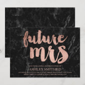 Roos gouden script zwart marmer mevrouw vrijgezell kaart (Voorkant / Achterkant)