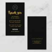 Roos gouden script zwarte logo bedankt  visitekaartje (Voorkant / Achterkant)