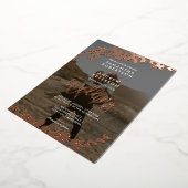 Roos gouden scriptpografie Floral foto bruiloft Folie Uitnodiging (Gedraaid)