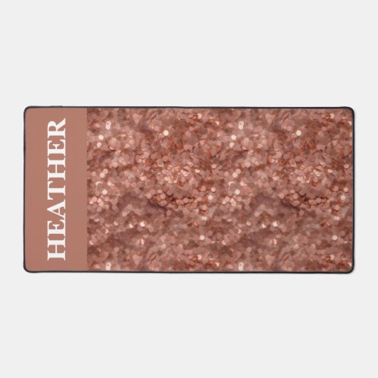 Roos Gouden Sequin Glitter Monogram Naam Bureaumat (Voorkant)