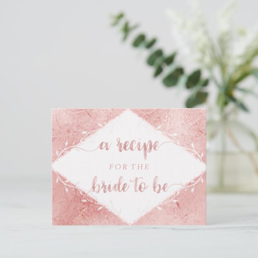 Roos gouden shimmer Folie Vrijgezellenfeest recept Briefkaart (Staand voorkant)