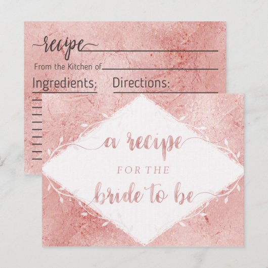 Roos gouden shimmer Folie Vrijgezellenfeest recept Briefkaart (Voorkant / Achterkant)