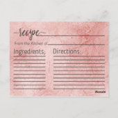 Roos gouden shimmer Folie Vrijgezellenfeest recept Briefkaart (Achterkant)