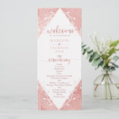 Roos gouden shimmer metallic Folie bruiloft progra Programmakaart (Staand voorkant)