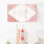 Roos gouden shimmer metallic Folie bruiloft welkom Spandoek (Insitu)