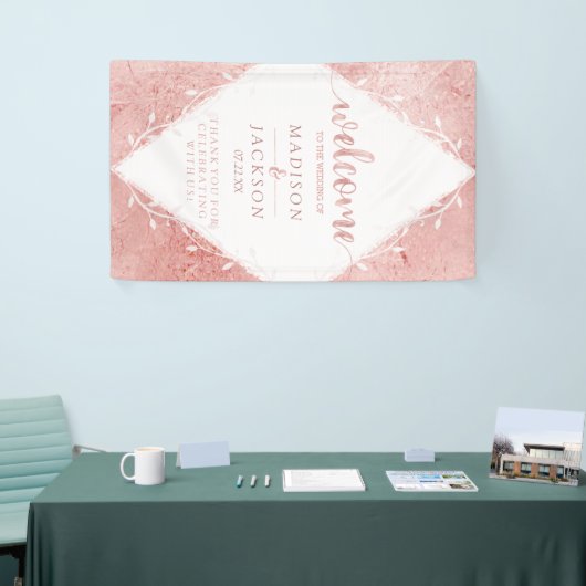 Roos gouden shimmer metallic Folie bruiloft welkom Spandoek (Beurs)