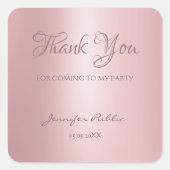Roos gouden Sjabloon dank u handschrift tekst Vierkante Sticker (Voorkant)