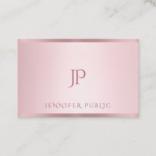 Roos gouden Sjabloon modern minimalistisch monogra Visitekaartje (Voorkant)