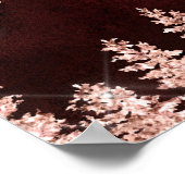 Roos gouden sneeuw met rode kerstwinter bruiloft poster (Hoek)