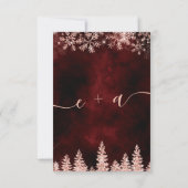 Roos Gouden Sneeuw Pijn Rood Kerst Winter RSVP (Achterkant)