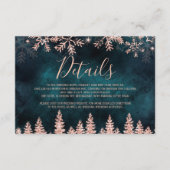 Roos gouden sneeuwden blauwgroen kerstwinter detai informatiekaartje (Voorkant)