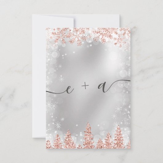 Roos gouden sneeuwden navy Kerstwinter rsvp Kaart (Achterkant)