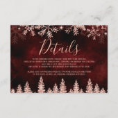 Roos gouden sneeuwdennen rood kerstwinter details informatiekaartje (Voorkant)