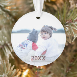Roos gouden sneeuwvlok 2 zijdige kerstfoto ornament