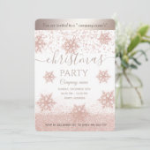Roos gouden sneeuwvlok corporate kerstfeest kaart (Staand voorkant)