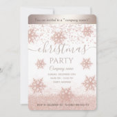 Roos gouden sneeuwvlok corporate kerstfeest kaart (Voorkant)