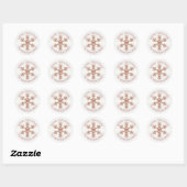 Roos gouden sneeuwvlok faux glitter modern stijlvo ronde sticker (Vel)