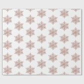 Roos Gouden Sneeuwvlok Kerstbomen Cadeaupapier (Vlak)