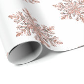 Roos Gouden Sneeuwvlok Kerstbomen Cadeaupapier (Rol Hoek)