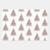 Roos Gouden Sneeuwvlok Kerstbomen Inpakpapier Vel (Voorkant 3)