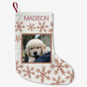 Roos gouden sneeuwvlok leuk Kinder of huisdieren f Kleine Kerstsok (Voorkant)