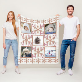 Roos gouden sneeuwvlok optioneel monogram 5 foto fleece deken