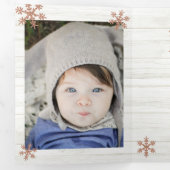 Roos Gouden Sneeuwvlok Rustieke Kerst 3 Foto Drieluik Wenskaart (Binnenzijde eerst)