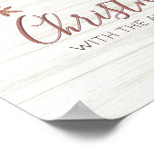 Roos gouden sneeuwvlok rustieke winterkerst poster (Hoek)