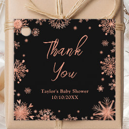 Roos Gouden Sneeuwvlokken Baby shower Bedankt Bedankjes Labels